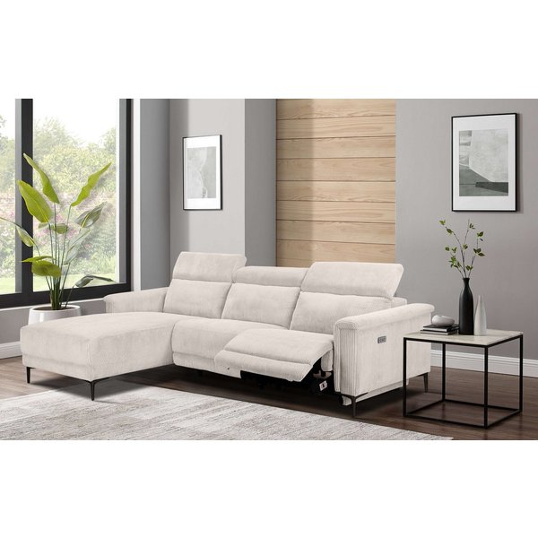 OTTO home Ecksofa LUND Cord, L-Form, 261 cm, man. o. elektr. Relaxfunktion (mit USB-A), mit USB A-Anschluss bei elektrischer Variante und Kopfteilverstellung