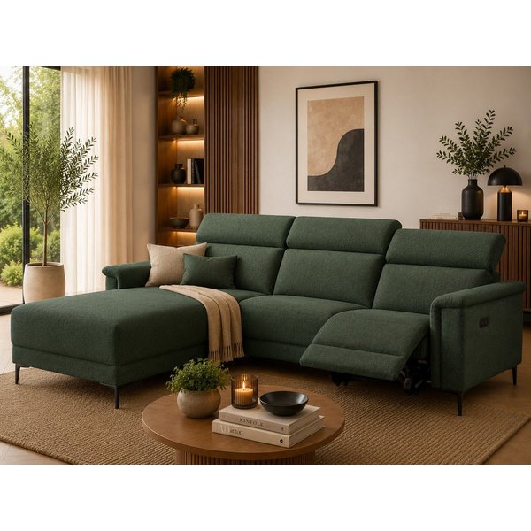 OTTO home Ecksofa LUND, Struktur-Bezug, L-Form, 261cm, man. /elektr. Relaxfunktion, auch mit USB A-Anschluss sowie Kopfteilverstellung