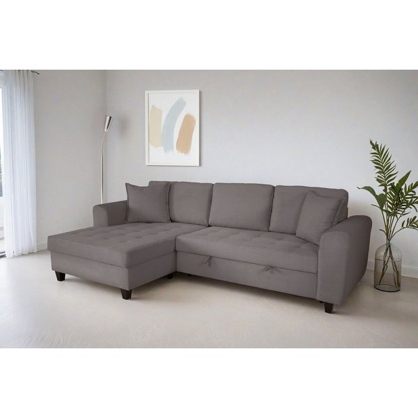 OTTO home Ecksofa Moritz L-Form, B: 265 cm, mit Schlaffunktion, Bettkasten & Zierkissen