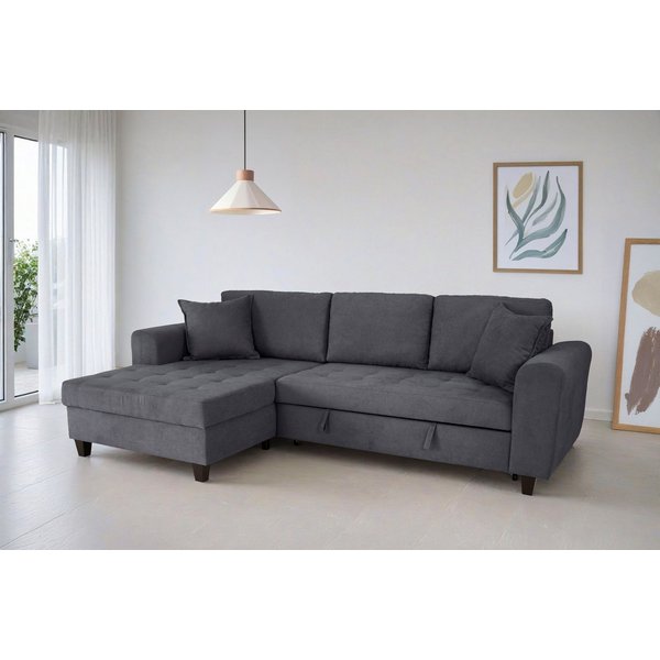 OTTO home Ecksofa Moritz L-Form, B: 265 cm, mit Schlaffunktion, Bettkasten & Zierkissen