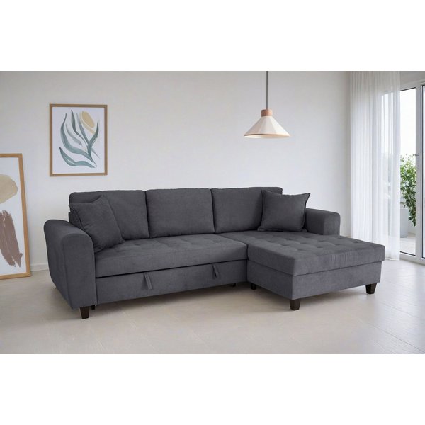 OTTO home Ecksofa Moritz L-Form, B: 265 cm, mit Schlaffunktion, Bettkasten & Zierkissen