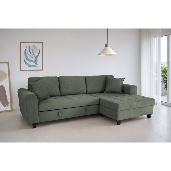 OTTO home Ecksofa Moritz L-Form, B: 265 cm, mit Schlaffunktion, Bettkasten & Zierkissen