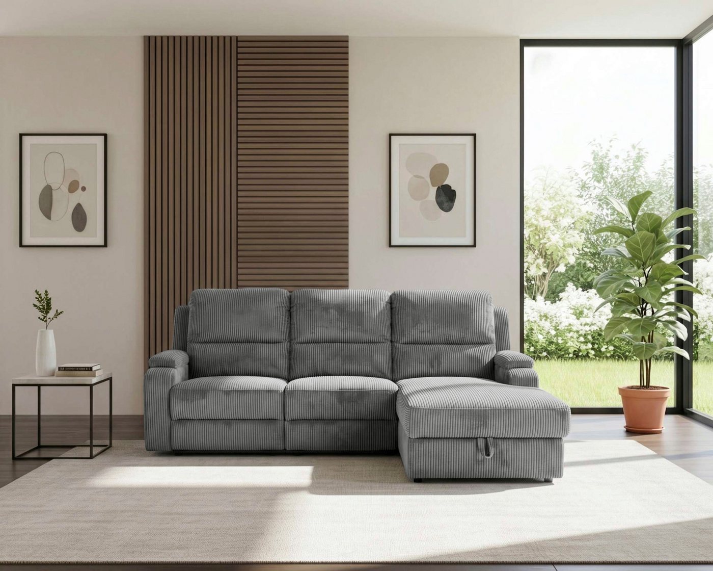 OTTO home Ecksofa NAPORI Cord, L-Form, 210cm, man./elektr. Relaxfunktion, USB-A bei elektr. Variante, Staukasten, Seitentaschen u. Federkern – Bild 5 von 5
