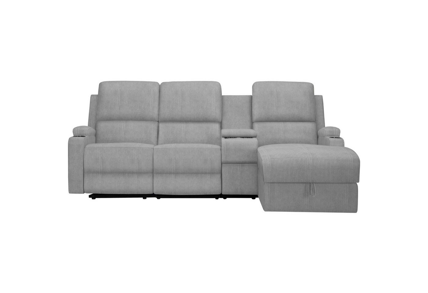 OTTO home Ecksofa NAPORI Cord, Multimediasofa, 3er Kinosessel XXL, L-Form, Kinosofa, manuelle o. elektr. Relaxfunktion, Staufach, Getränkehalter – Bild 3 von 5