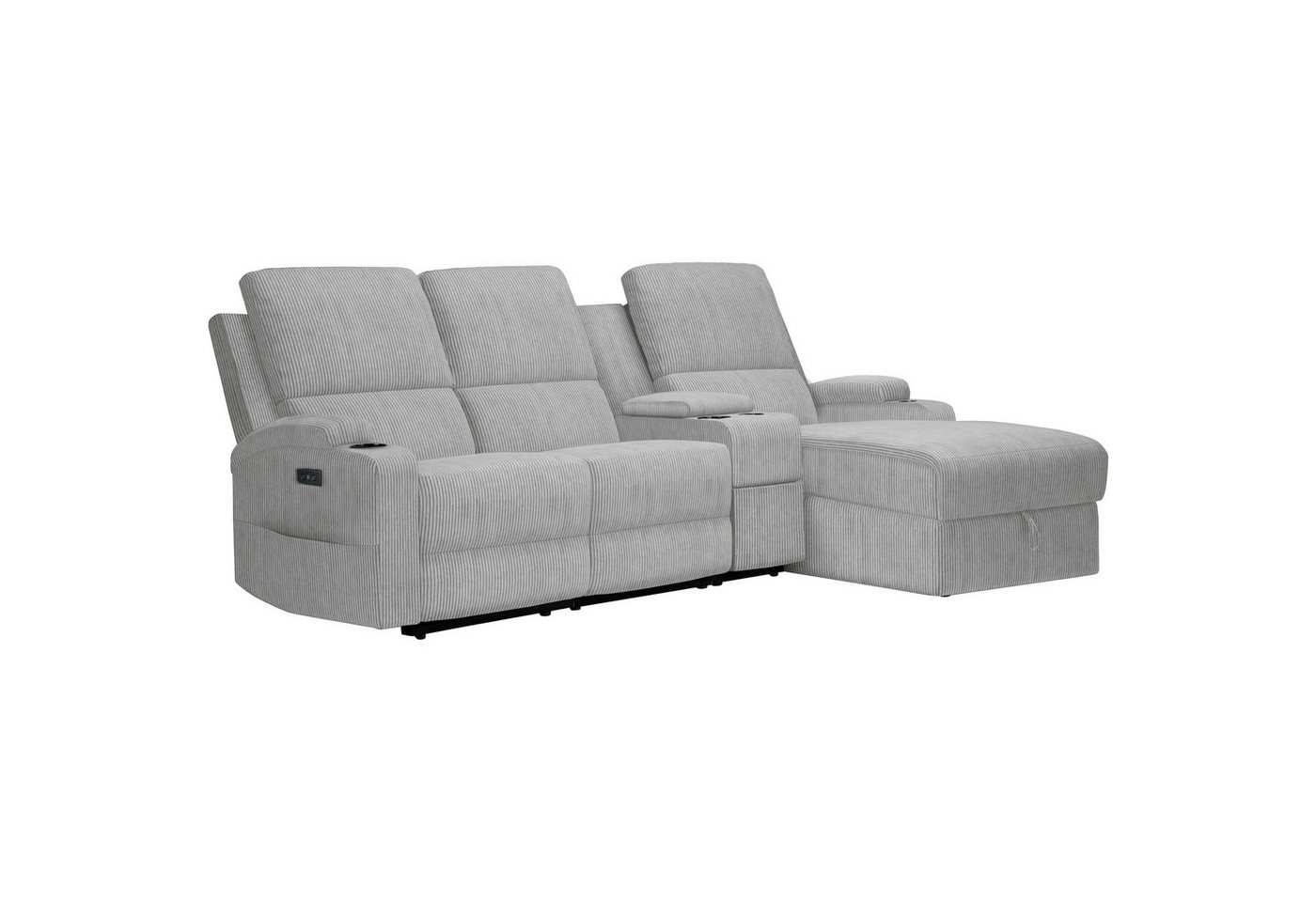 OTTO home Ecksofa NAPORI Cord, Multimediasofa, 3er Kinosessel XXL, L-Form, Kinosofa, manuelle o. elektr. Relaxfunktion, Staufach, Getränkehalter – Bild 5 von 5