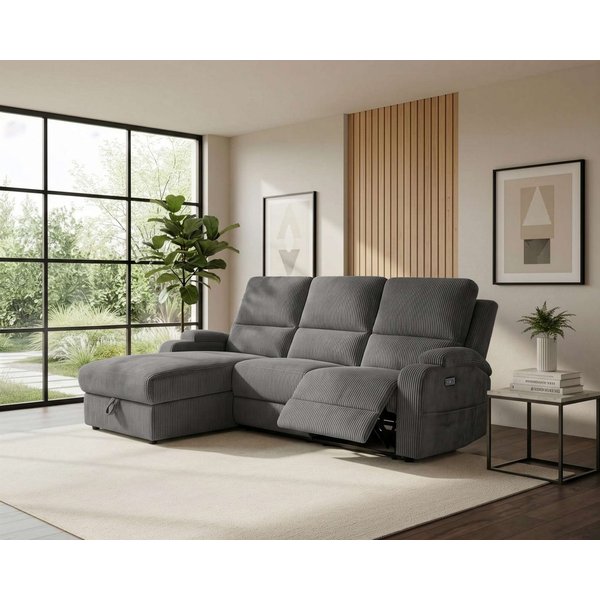 OTTO home Ecksofa NAPORI Cord, L-Form, 210cm, man./elektr. Relaxfunktion, USB-A bei elektr. Variante, Staukasten, Seitentaschen u. Federkern