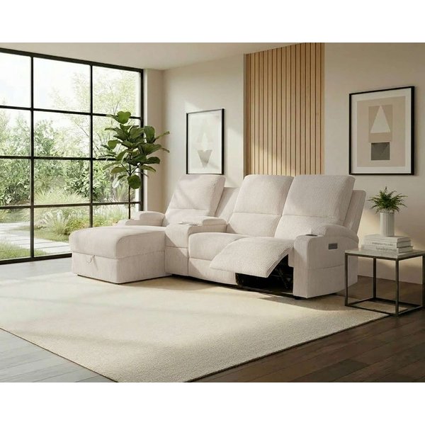 OTTO home Ecksofa NAPORI Cord, Multimediasofa, 3er Kinosessel XXL, L-Form, Kinosofa, manuelle o. elektr. Relaxfunktion, Staufach, Getränkehalter