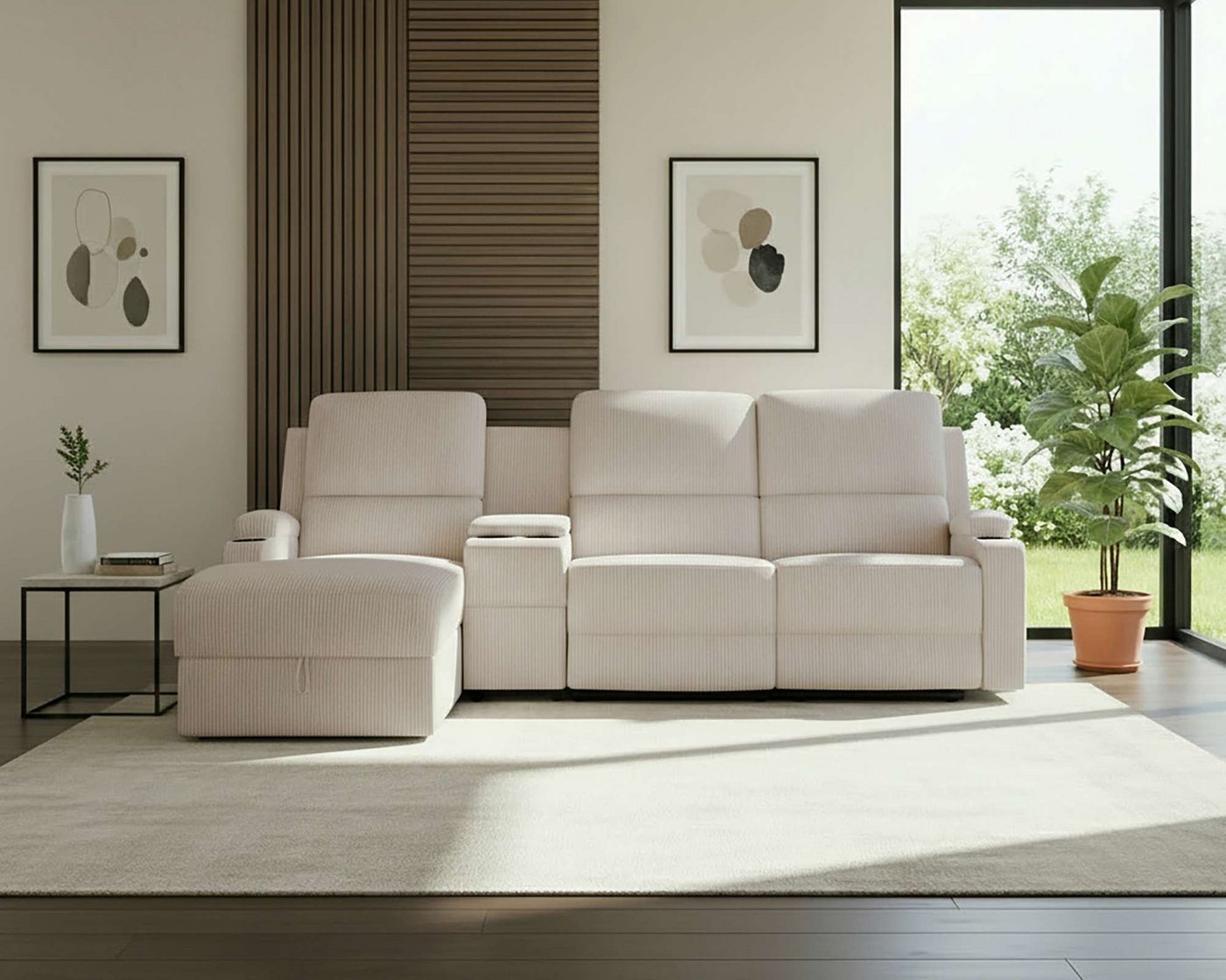 OTTO home Ecksofa NAPORI Cord, Multimediasofa, 3er Kinosessel XXL, L-Form, Kinosofa, manuelle o. elektr. Relaxfunktion, Staufach, Getränkehalter – Bild 2 von 5