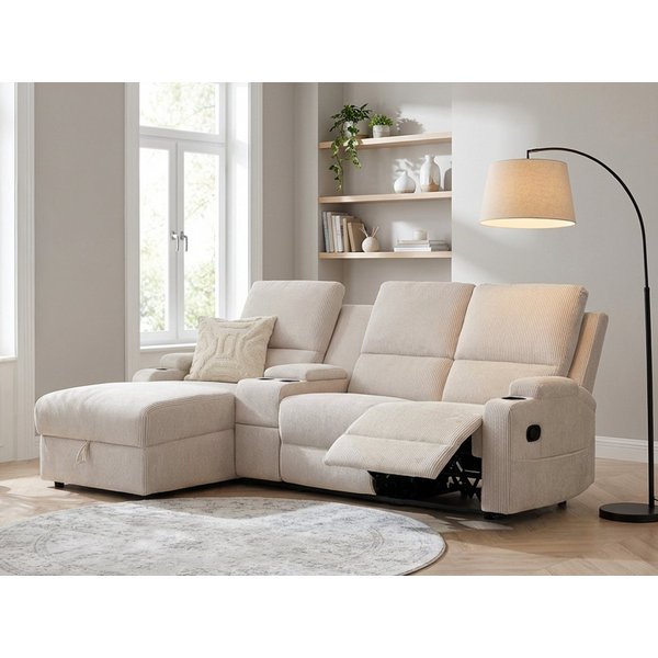 OTTO home Ecksofa NAPORI Cord, Multimediasofa, 3er Kinosessel XXL, L-Form, Kinosofa, manuelle o. elektr. Relaxfunktion, Staufach, Getränkehalter