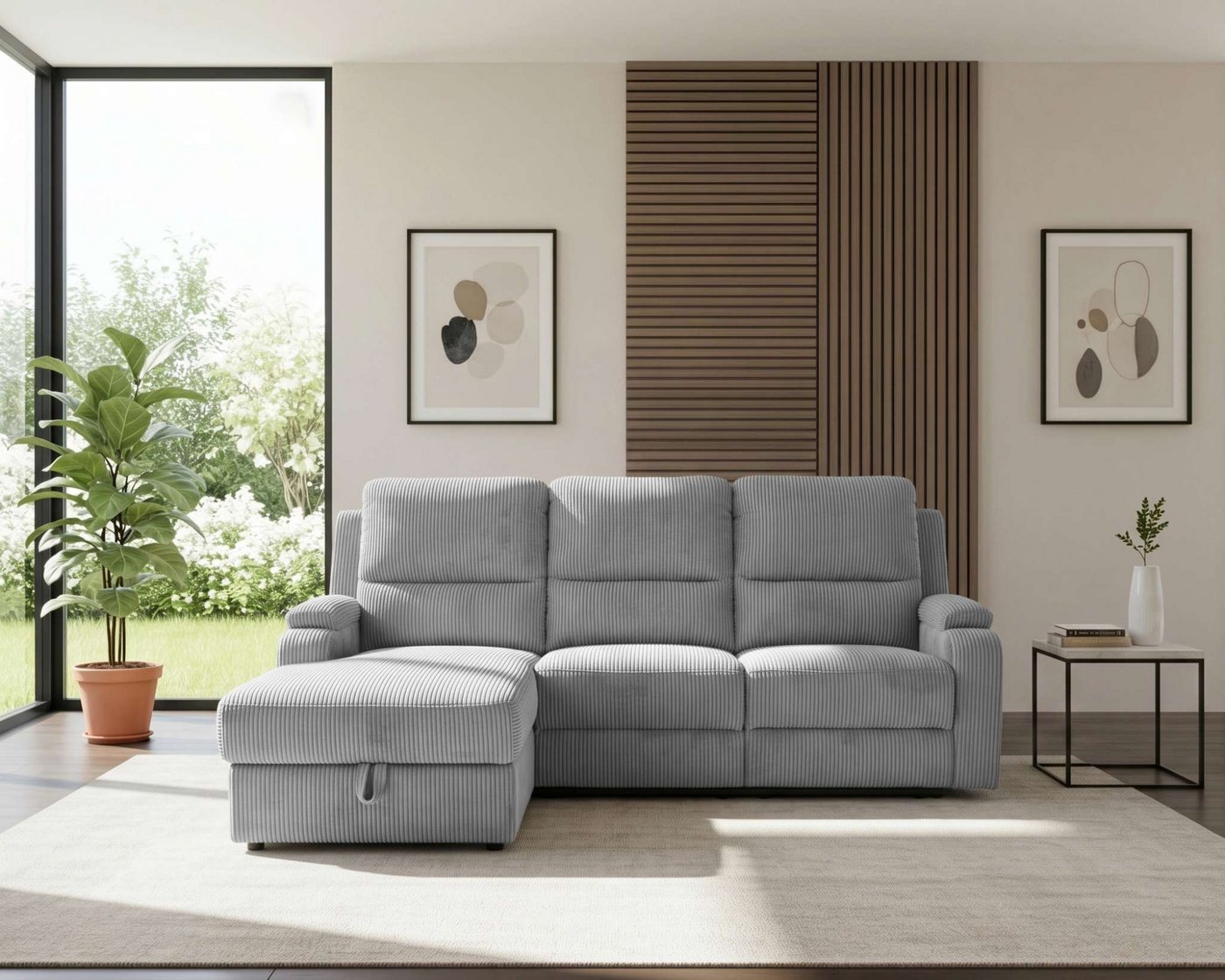 OTTO home Ecksofa NAPORI Cord, L-Form, 210cm, man./elektr. Relaxfunktion, USB-A bei elektr. Variante, Staukasten, Seitentaschen u. Federkern – Bild 5 von 5