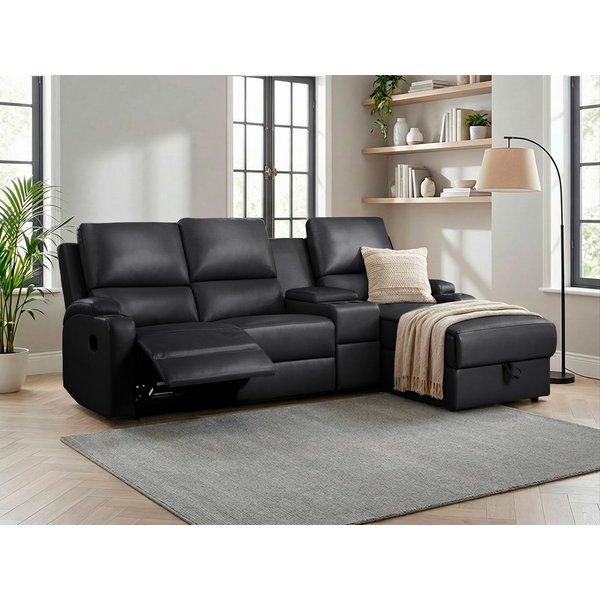 OTTO home Ecksofa NAPORI Lederoptik, Multimediasofa, 3er Kinosessel XXL, L-Form, Kinosofa, manuelle o. elektr. Relaxfunktion, Staufach, Getränkehalter