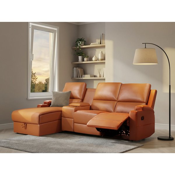 OTTO home Ecksofa NAPORI Lederoptik, Multimediasofa, 3er Kinosessel XXL, L-Form, Kinosofa, manuelle o. elektr. Relaxfunktion, Staufach, Getränkehalter