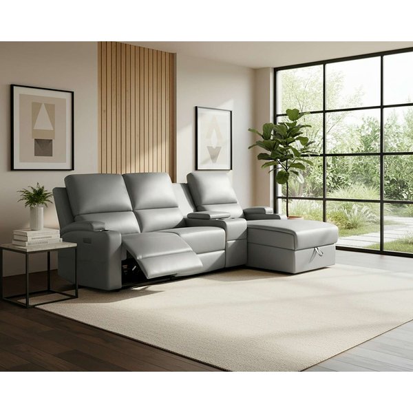OTTO home Ecksofa NAPORI Lederoptik, Multimediasofa, 3er Kinosessel XXL, L-Form, Kinosofa, manuelle o. elektr. Relaxfunktion, Staufach, Getränkehalter