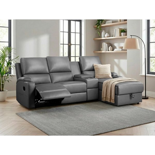OTTO home Ecksofa NAPORI Lederoptik, Multimediasofa, 3er Kinosessel XXL, L-Form, Kinosofa, manuelle o. elektr. Relaxfunktion, Staufach, Getränkehalter