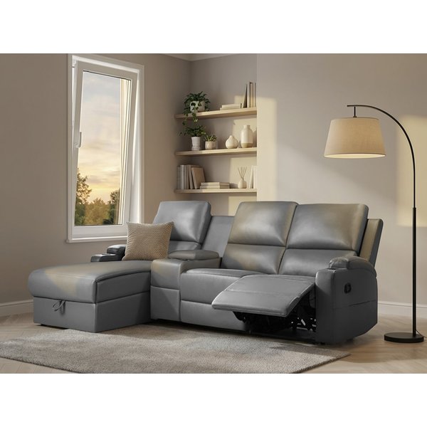 OTTO home Ecksofa NAPORI Lederoptik, Multimediasofa, 3er Kinosessel XXL, L-Form, Kinosofa, manuelle o. elektr. Relaxfunktion, Staufach, Getränkehalter