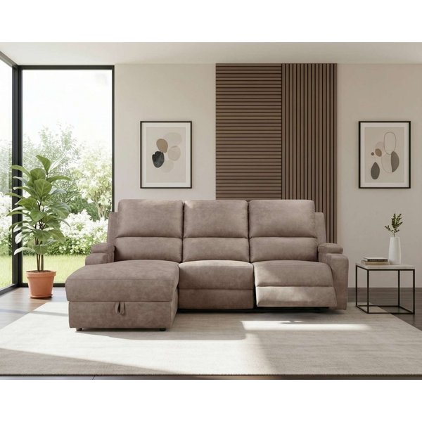 OTTO home Ecksofa NAPORI Microfaser, L-Form, 210cm, man./elektr. Relaxfunktion, USB-A bei elektr. Variante, Staukasten, Seitentaschen u. Federkern