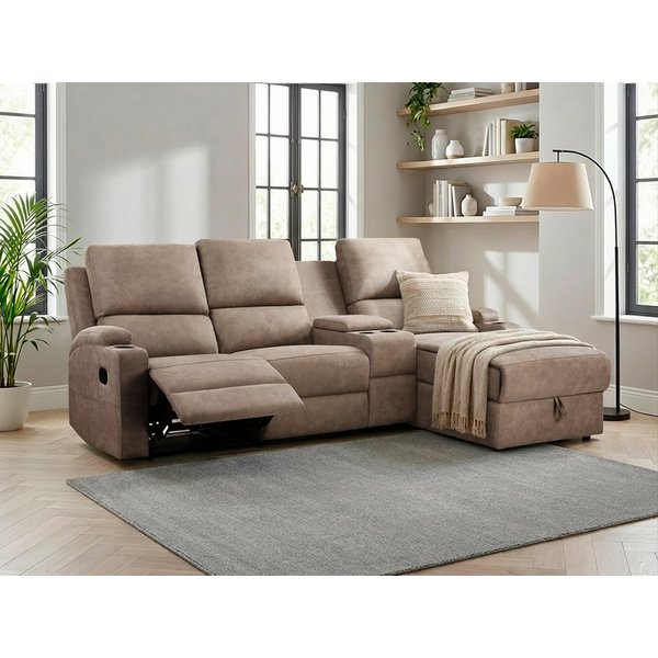 OTTO home Ecksofa NAPORI Microfaser, Multimediasofa, 3er Kinosessel XXL, L-Form, Kinosofa, manuelle o. elektr. Relaxfunktion, Staufach, Getränkehalter