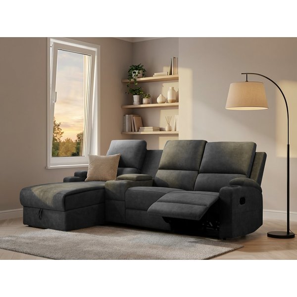OTTO home Ecksofa NAPORI Microfaser, Multimediasofa, 3er Kinosessel XXL, L-Form, Kinosofa, manuelle o. elektr. Relaxfunktion, Staufach, Getränkehalter