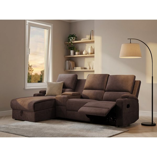 OTTO home Ecksofa NAPORI Microfaser, Multimediasofa, 3er Kinosessel XXL, L-Form, Kinosofa, manuelle o. elektr. Relaxfunktion, Staufach, Getränkehalter