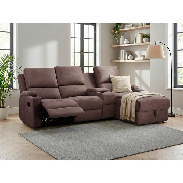 OTTO home Ecksofa NAPORI Microfaser, Multimediasofa, 3er Kinosessel XXL, L-Form, Kinosofa, manuelle o. elektr. Relaxfunktion, Staufach, Getränkehalter