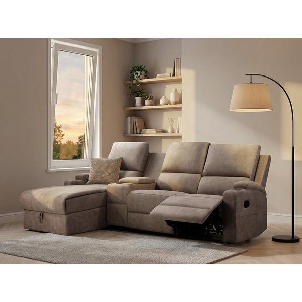 OTTO home Ecksofa NAPORI Microfaser, Multimediasofa, 3er Kinosessel XXL, L-Form, Kinosofa, manuelle o. elektr. Relaxfunktion, Staufach, Getränkehalter