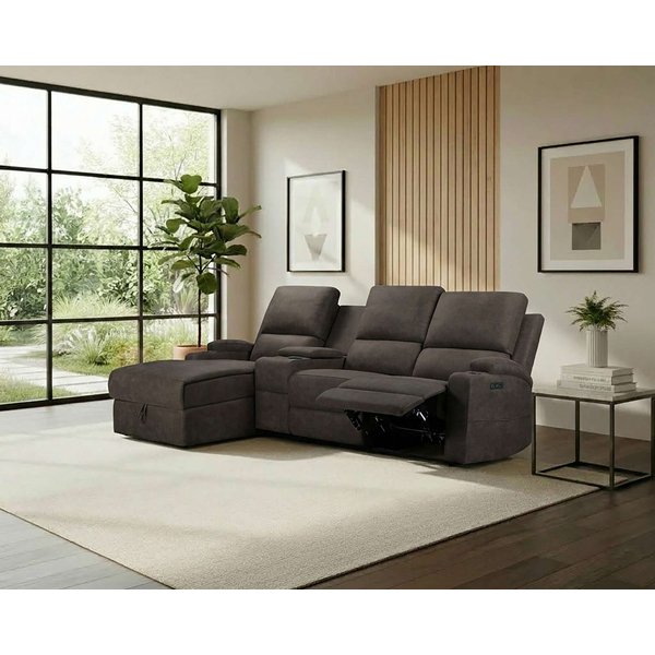 OTTO home Ecksofa NAPORI Microfaser, Multimediasofa, 3er Kinosessel XXL, L-Form, Kinosofa, manuelle o. elektr. Relaxfunktion, Staufach, Getränkehalter