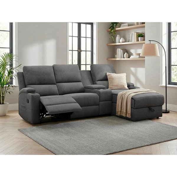 OTTO home Ecksofa NAPORI Struktur, Multimediasofa, 3er Kinosessel XXL, L-Form, Kinosofa, manuelle o. elektr. Relaxfunktion, Staufach, Getränkehalter