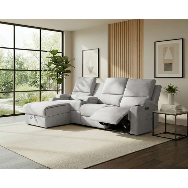 OTTO home Ecksofa NAPORI Struktur, Multimediasofa, 3er Kinosessel XXL, L-Form, Kinosofa, manuelle o. elektr. Relaxfunktion, Staufach, Getränkehalter