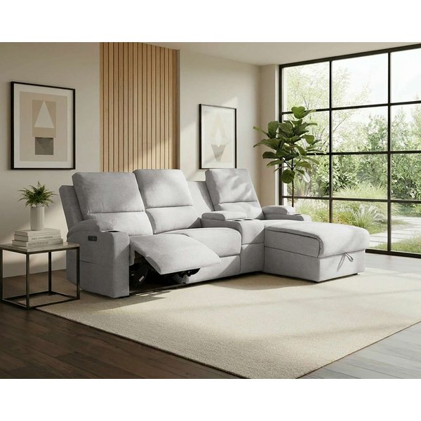 OTTO home Ecksofa NAPORI Struktur, Multimediasofa, 3er Kinosessel XXL, L-Form, Kinosofa, manuelle o. elektr. Relaxfunktion, Staufach, Getränkehalter