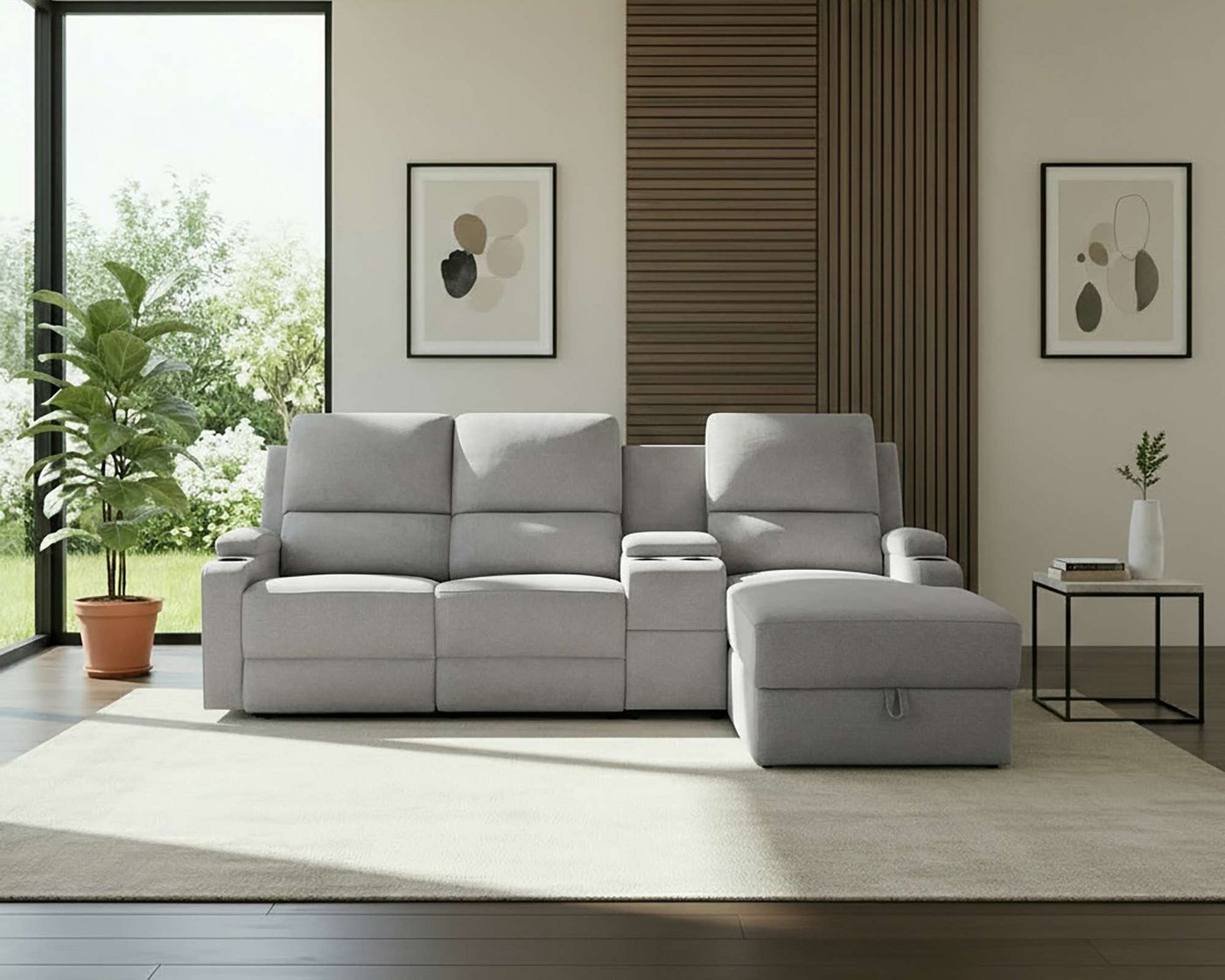 OTTO home Ecksofa NAPORI Struktur, Multimediasofa, 3er Kinosessel XXL, L-Form, Kinosofa, manuelle o. elektr. Relaxfunktion, Staufach, Getränkehalter – Bild 2 von 5