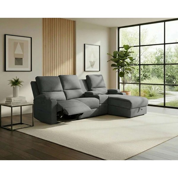 OTTO home Ecksofa NAPORI Struktur, Multimediasofa, 3er Kinosessel XXL, L-Form, Kinosofa, manuelle o. elektr. Relaxfunktion, Staufach, Getränkehalter