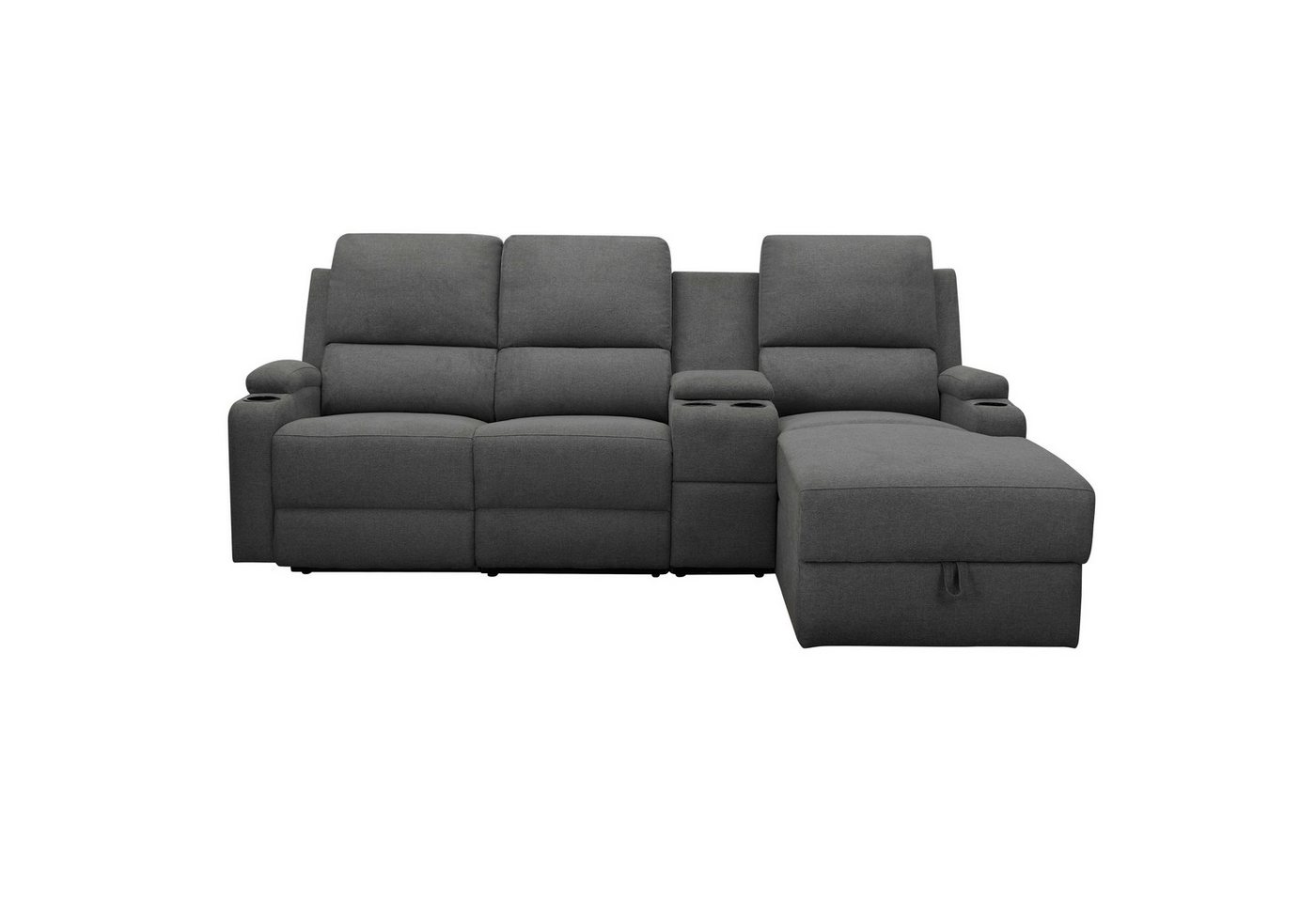 OTTO home Ecksofa NAPORI Struktur, Multimediasofa, 3er Kinosessel XXL, L-Form, Kinosofa, manuelle o. elektr. Relaxfunktion, Staufach, Getränkehalter – Bild 4 von 5