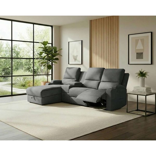 OTTO home Ecksofa NAPORI Struktur, Multimediasofa, 3er Kinosessel XXL, L-Form, Kinosofa, manuelle o. elektr. Relaxfunktion, Staufach, Getränkehalter