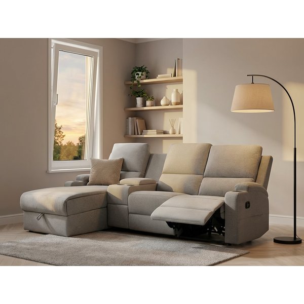 OTTO home Ecksofa NAPORI Struktur, Multimediasofa, 3er Kinosessel XXL, L-Form, Kinosofa, manuelle o. elektr. Relaxfunktion, Staufach, Getränkehalter