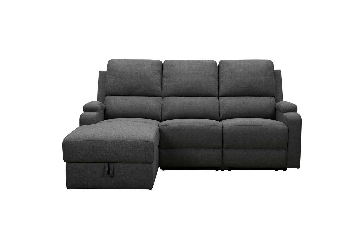 OTTO home Ecksofa NAPORI Struktur-Bezug, L-Form, 210cm, man./elektr. Relaxfunktion, USB-A bei elektr. Variante, Staukasten, Seitentaschen u. Federkern – Bild 2 von 5