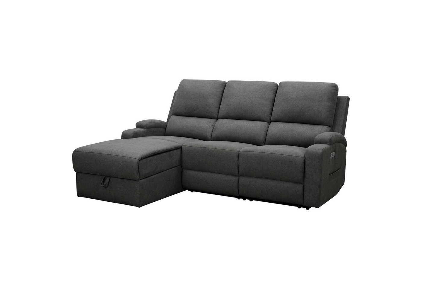 OTTO home Ecksofa NAPORI Struktur-Bezug, L-Form, 210cm, man./elektr. Relaxfunktion, USB-A bei elektr. Variante, Staukasten, Seitentaschen u. Federkern – Bild 5 von 5