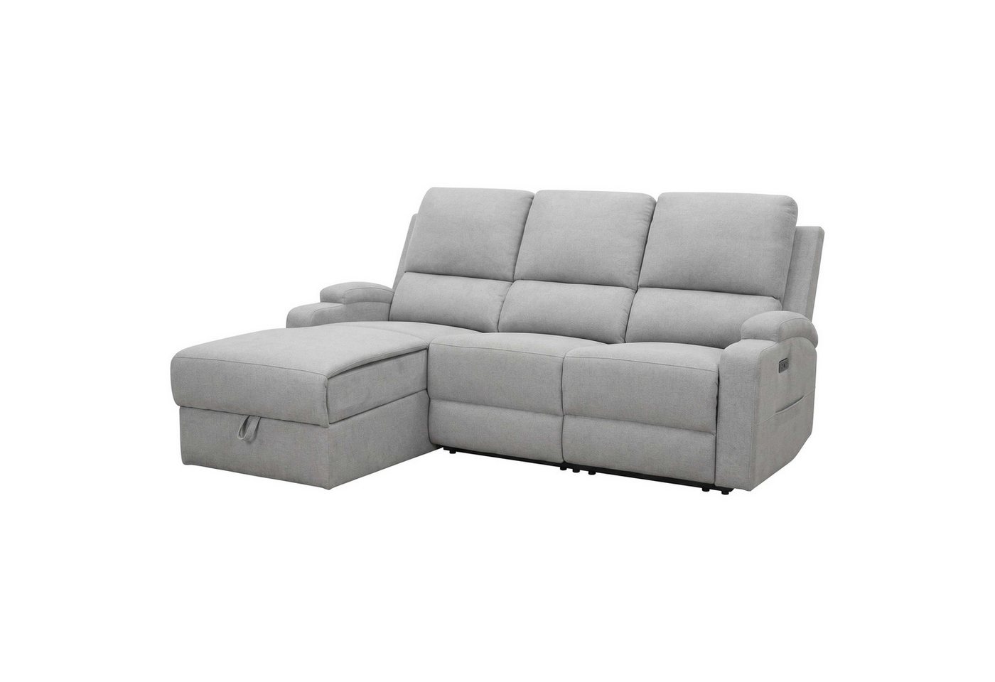 OTTO home Ecksofa NAPORI Struktur-Bezug, L-Form, 210cm, man./elektr. Relaxfunktion, USB-A bei elektr. Variante, Staukasten, Seitentaschen u. Federkern – Bild 4 von 5