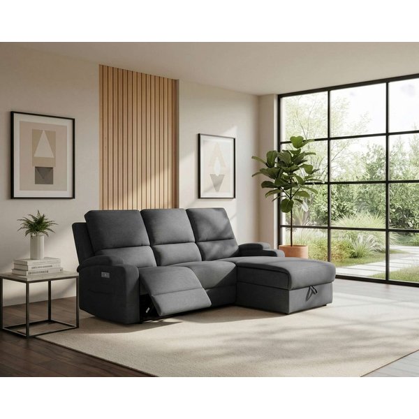 OTTO home Ecksofa NAPORI Struktur-Bezug, L-Form, 210cm, man./elektr. Relaxfunktion, USB-A bei elektr. Variante, Staukasten, Seitentaschen u. Federkern