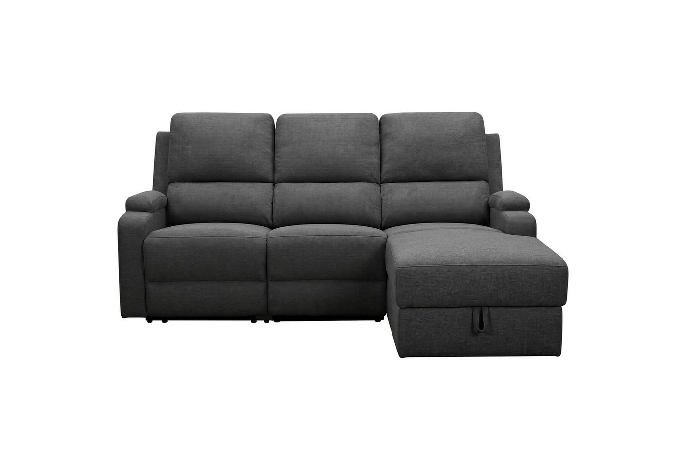 OTTO home Ecksofa NAPORI Struktur-Bezug, L-Form, 210cm, man./elektr. Relaxfunktion, USB-A bei elektr. Variante, Staukasten, Seitentaschen u. Federkern – Bild 2 von 5