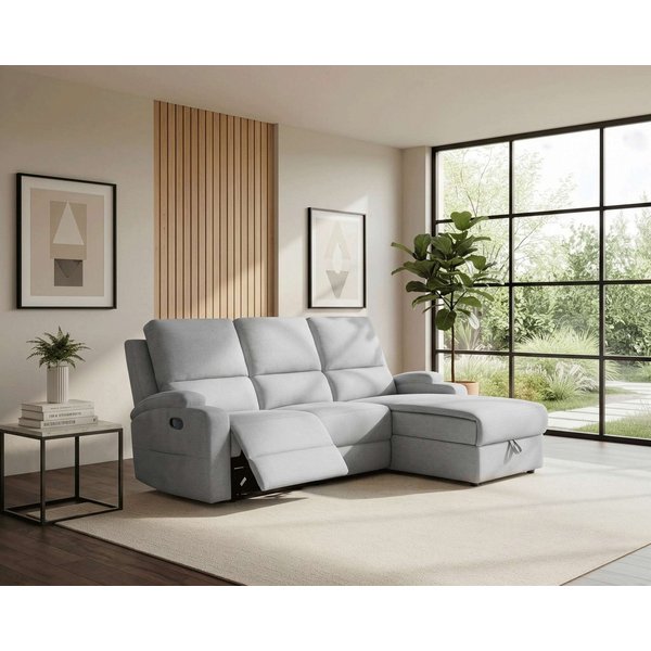 OTTO home Ecksofa NAPORI Struktur-Bezug, L-Form, 210cm, man./elektr. Relaxfunktion, USB-A bei elektr. Variante, Staukasten, Seitentaschen u. Federkern