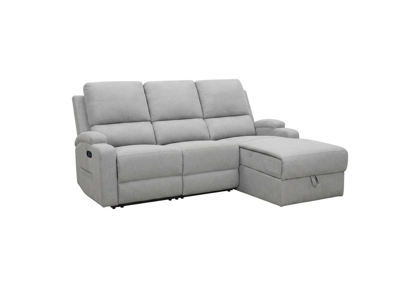 OTTO home Ecksofa NAPORI Struktur-Bezug, L-Form, 210cm, man./elektr. Relaxfunktion, USB-A bei elektr. Variante, Staukasten, Seitentaschen u. Federkern – Bild 4 von 5