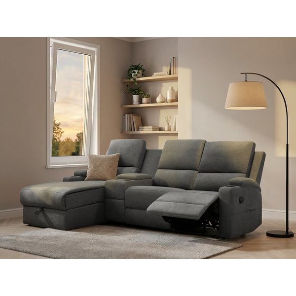OTTO home Ecksofa NAPORI Struktur, Multimediasofa, 3er Kinosessel XXL, L-Form, Kinosofa, manuelle o. elektr. Relaxfunktion, Staufach, Getränkehalter