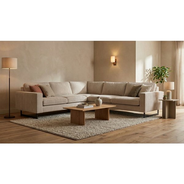 OTTO home Ecksofa Pinto, XXL, 250/290 cm, langer Schenkel, Ottomane, Cord, Chenille, Lederoptik, mit Keder, Metallfüße, Wellenunterfederung