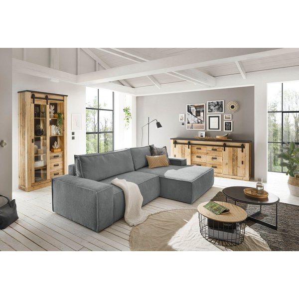 OTTO home Ecksofa SHERWOOD Cord L-Form, 267 cm - OTTO. Verlässliche Qualität., Schlaffunktion mit Bettkasten (210x136 cm), Cord, Vintage, Samtvelours