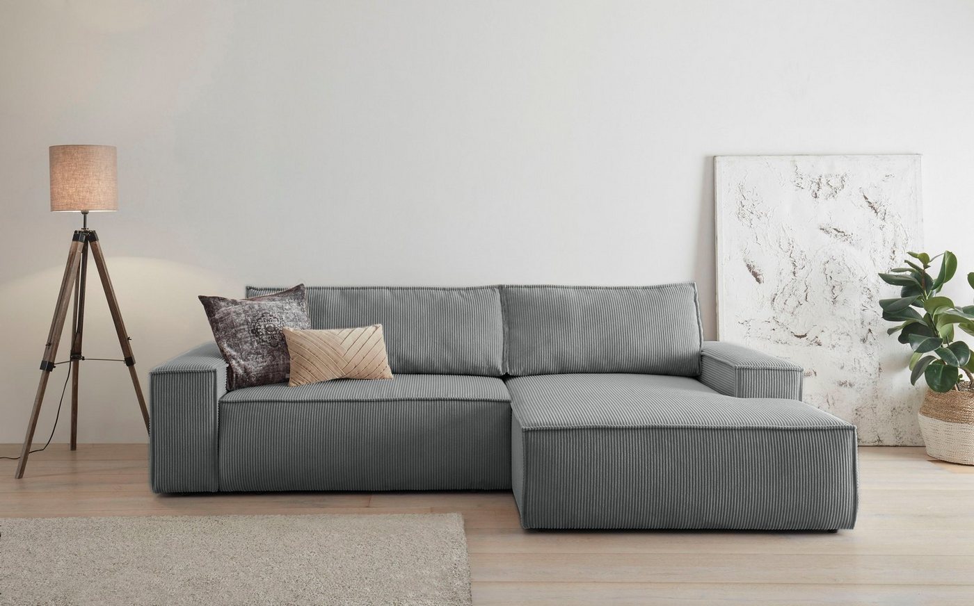 OTTO home Ecksofa SHERWOOD Cord L-Form, 267 cm - OTTO. Verlässliche Qualität., Schlaffunktion mit Bettkasten (210x136 cm), Cord, Vintage, Samtvelours – Bild 2 von 5