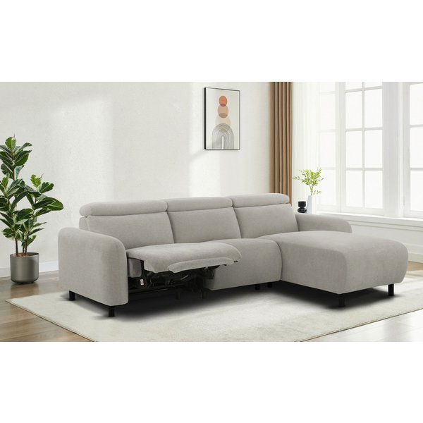 OTTO home Ecksofa SKAANE Struktur, L-Form, 274 cm, manuelle/elektrische Relaxfunktion, rundes Design, Kopfteilverstellung, Federkernpolsterung