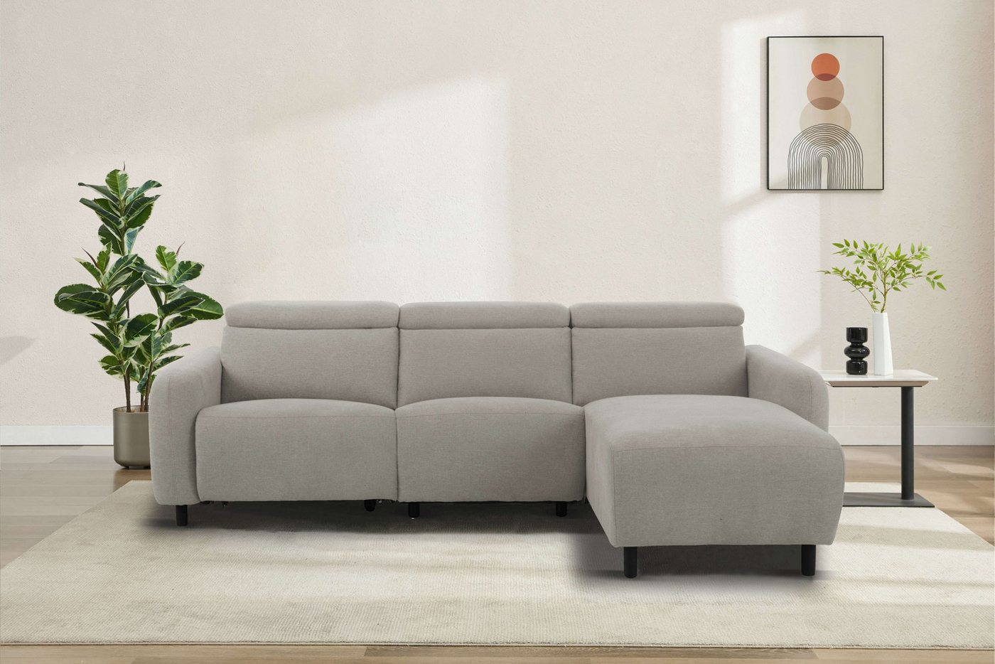 OTTO home Ecksofa SKAANE Struktur, L-Form, 274 cm, manuelle/elektrische Relaxfunktion, rundes Design, Kopfteilverstellung, Federkernpolsterung – Bild 5 von 5