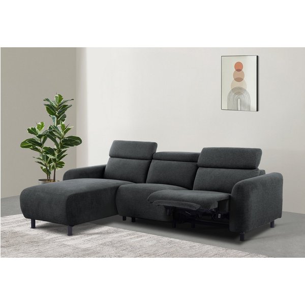 OTTO home Ecksofa SKAANE Struktur, L-Form, 274 cm, manuelle/elektrische Relaxfunktion, rundes Design, Kopfteilverstellung, Federkernpolsterung