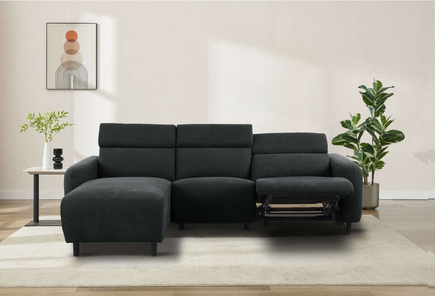 OTTO home Ecksofa SKAANE Struktur, L-Form, 274 cm, manuelle/elektrische Relaxfunktion, rundes Design, Kopfteilverstellung, Federkernpolsterung – Bild 5 von 5