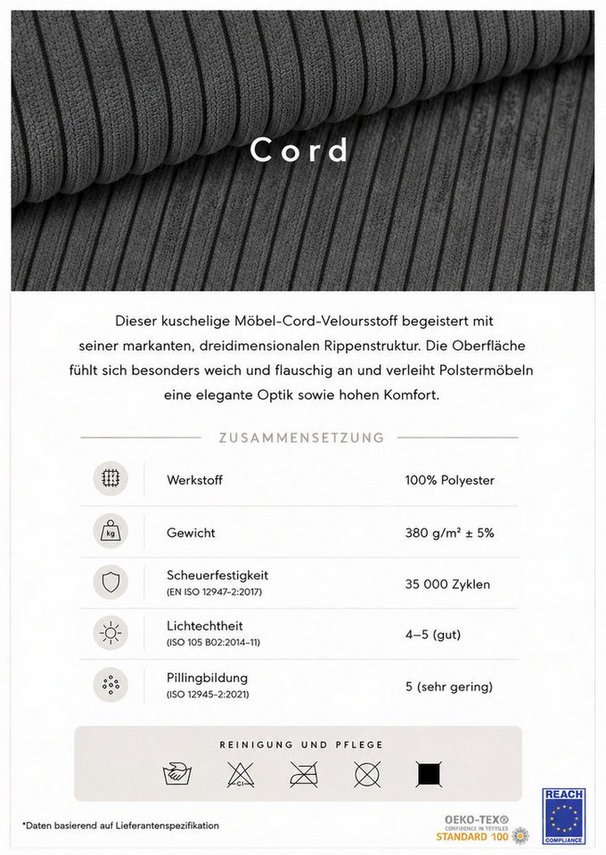 OTTO home Ecksofa Soft&Cosy Pik XL, L-Form, B: 246 cm, Mega Sofa in Cord, Lounge-Komfort mit edler Sitzsteppung, Federkern – Bild 4 von 5